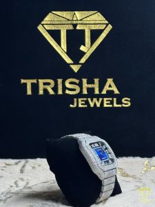 Fully Iced Out Automatic Blue Dial Moissanite Watch