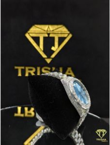 Fully Iced Out Silver Ice Blue Dial VVS Moissanite Diamond Luxury Hip Hop Watch