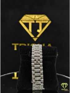 Fully Iced Out Silver Ice Blue Dial VVS Moissanite Diamond Luxury Hip Hop Watch