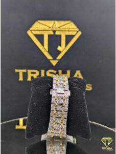 Fully Iced Out Skeleton Dial Gold Accent VVS Moissanite Diamond Luxury Hip Hop Watch