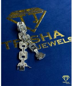 Fully Iced 925 Sterling Silver VVS Moissanite Diamond Cuban Link Bracelet