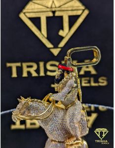 Premium Gold Plated Iced Out VVS Moissanite Diamonds 925 Sterling Silver Pendant