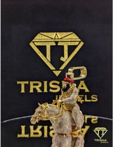Premium Gold Plated Iced Out VVS Moissanite Diamonds 925 Sterling Silver Pendant