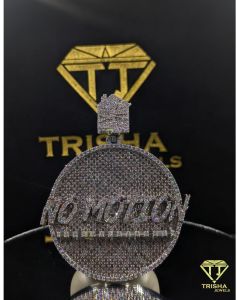 Personalized Round Name VVS Moissanite Diamonds 925 Sterling Silver Pendant