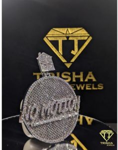 Personalized Round Name VVS Moissanite Diamonds 925 Sterling Silver Pendant