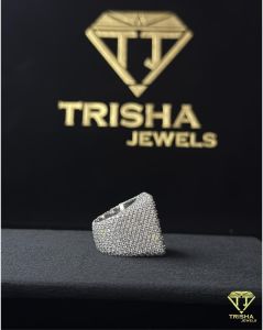 Moissanite Diamonds 925 Sterling Bling Hip Hop Style Iced Square Ring