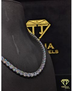 925 Sterling Silver VVS Moissanite Diamond Iced Out Hip Hop Tennis Chain Necklace