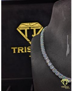 925 Sterling Silver VVS Moissanite Diamond Iced Out Hip Hop Tennis Chain Necklace