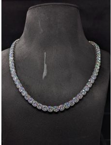 925 Sterling Silver VVS Moissanite Diamond Iced Out Hip Hop Tennis Chain Necklace
