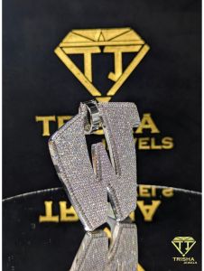 925 Sterling Silver Initial W VVS Moissanite Diamonds Iced Out Pendant