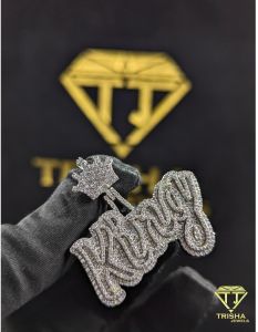 King Crown Iced Out Moissanite Diamond Pendant, for Special Occasion
