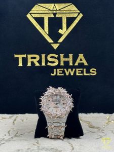 Custom Iced Out Moissanite Diamond Rose Gold Thorn Wrist Watch