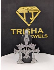 925 sterling silver iced out triple cross moissanite diamond hip hop pendant