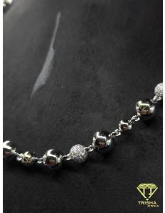925 Sterling Silver Moissanite Diamond Hip Hop Iced Out Beaded Ball Chain Necklace