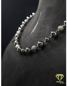925 Sterling Silver Moissanite Diamond Hip Hop Iced Out Beaded Ball Chain Necklace
