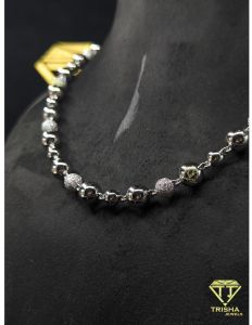 925 Sterling Silver Moissanite Diamond Hip Hop Iced Out Beaded Ball Chain Necklace