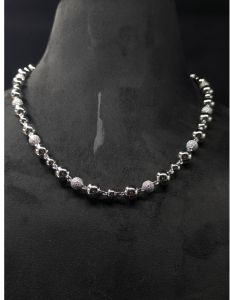 925 Sterling Silver Moissanite Diamond Hip Hop Iced Out Beaded Ball Chain Necklace