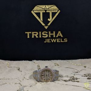 Luxury Fully Iced Out Two Tone Gold VVS Moissanite Diamond Watch