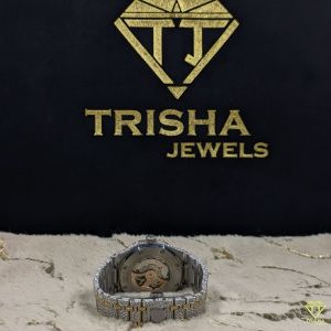 Luxury Fully Iced Out Two Tone Gold VVS Moissanite Diamond Watch