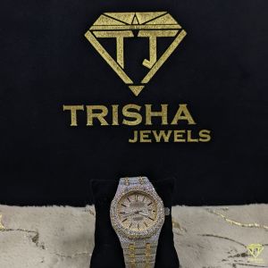 Luxury Fully Iced Out Two Tone Gold VVS Moissanite Diamond Watch