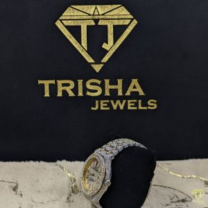 Luxury Fully Iced Out Two Tone Gold VVS Moissanite Diamond Watch