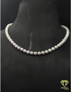 925 Sterling Silver Moissanite Diamond Iced out Ball Chain Necklace
