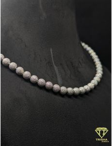 925 Sterling Silver Moissanite Diamond Iced out Ball Chain Necklace