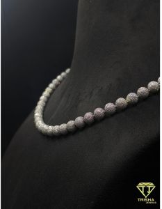 925 Sterling Silver Moissanite Diamond Iced out Ball Chain Necklace