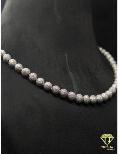 925 Sterling Silver Moissanite Diamond Iced out Ball Chain Necklace
