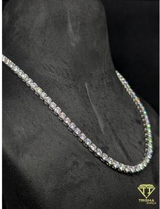 925 Sterling Silver Moissanite Diamond Iced Out Hip Hop Tennis Chain Necklace