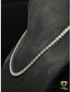 925 Sterling Silver Moissanite Diamond Iced Out Hip Hop Tennis Chain Necklace