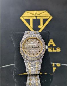 Luxury Bust Down Two Tone Gold Silver VVS1 Moissanite Diamond Watch