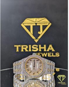 Luxury Bust Down Two Tone Gold Silver VVS1 Moissanite Diamond Watch