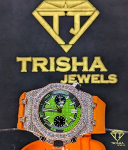 Luxury Custom Iced Out Rubber Strap VVS Moissanite Diamond Hip Hop Watch