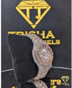 Luxury Rose Gold Octagon Moissanite Diamonds Watch