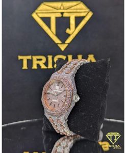 Luxury Rose Gold Octagon Moissanite Diamonds Watch