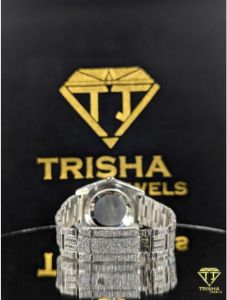 Luxury Rainbow Dial Fully Iced Out Silver VVS Moissanite Diamond Hip Hop Wrist Watch