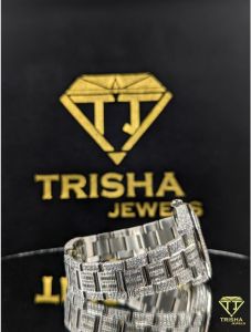 Luxury Rainbow Dial Fully Iced Out Silver VVS Moissanite Diamond Hip Hop Wrist Watch