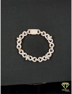 Rose Gold Clover VVS Moissanite Diamond 925 Sterling Silver Bracelet