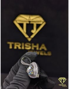 Heart Shape Iced Out VVS Moissanite Diamonds 925 Sterling Silver Pendant