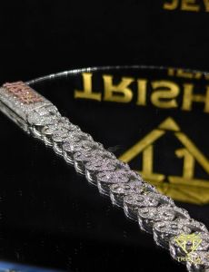 925 Sterling Silver Moissanite Diamond Iced Out Custom Clasp Hip Hop Cuban Link Bracelet