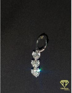 Moissanite Diamond Matching Hoop Earrings Triple Heart Pendant Set