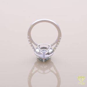 925 Sterling Silver Moissanite Diamond Pear Cut Green Stone Engagement Ring