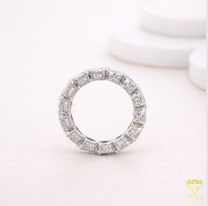 925 Sterling Silver Pear Cut Moissanite Diamond Eternity Wedding Ring