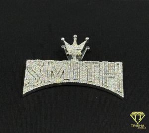 925 Sterling Silver Personalized Smith Letter Iced Out Moissanite Diamond Pendant