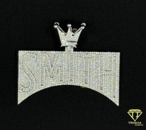 925 Sterling Silver Personalized Smith Letter Iced Out Moissanite Diamond Pendant