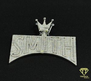 925 Sterling Silver Personalized Smith Letter Iced Out Moissanite Diamond Pendant