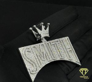 925 Sterling Silver Personalized Smith Letter Iced Out Moissanite Diamond Pendant