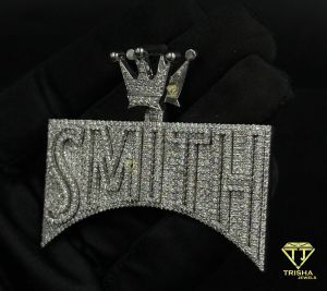 925 Sterling Silver Personalized Smith Letter Iced Out Moissanite Diamond Pendant