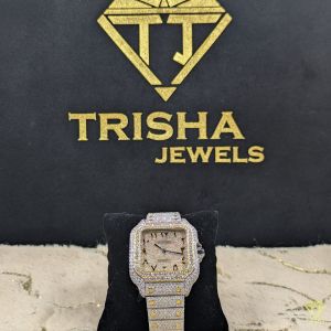 Premium Bust Down VVS Moissanite Diamond Arabic Dial Custom Watch